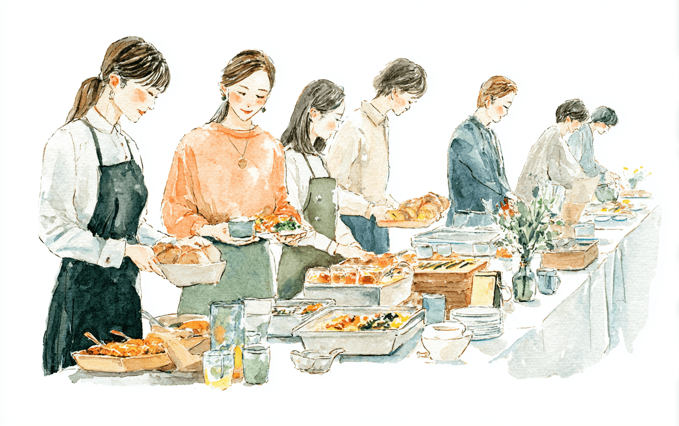 対面提供イベントの様子 (撮影予定) — WELLABIT スタッフが朝食を提供