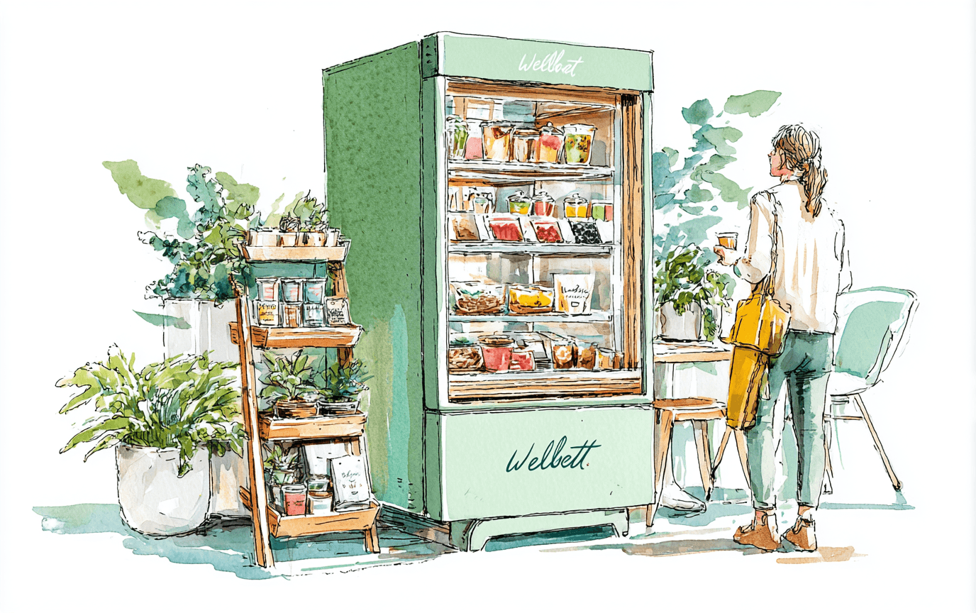 WELLABIT Kiosk — オフィスに設置された冷凍庫キオスク